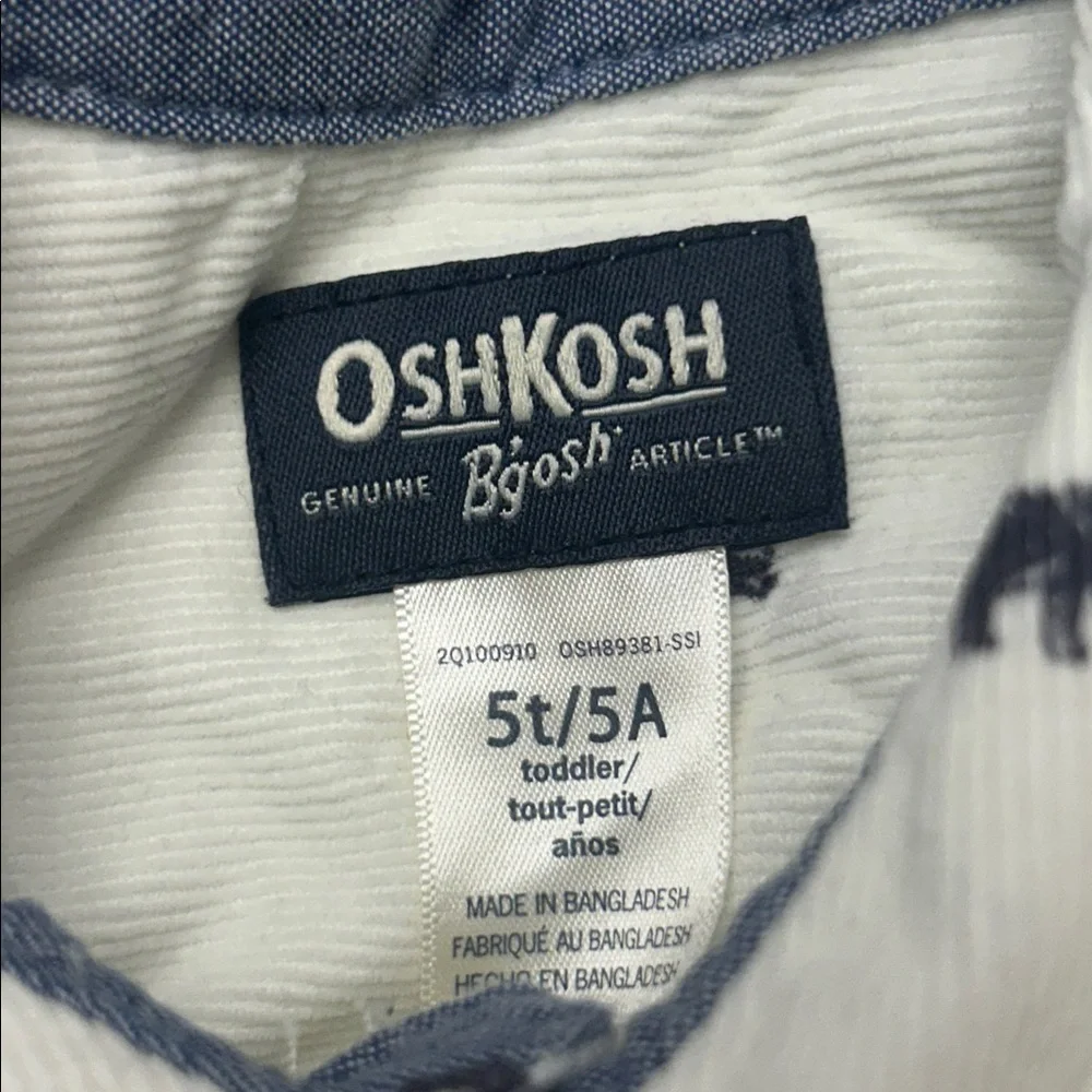 OshKosh B'gosh Cream Shirt with Navy Bear Design 💥